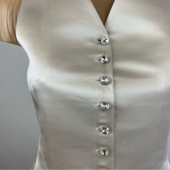 EMANUEL UNGARO 100% Silk Ivory white Formal TUXEDO VEST - Picture 4 of 15